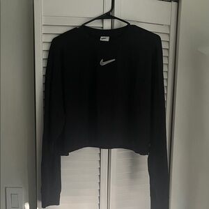 Nike Women's Black Long Sleeve Crop Top